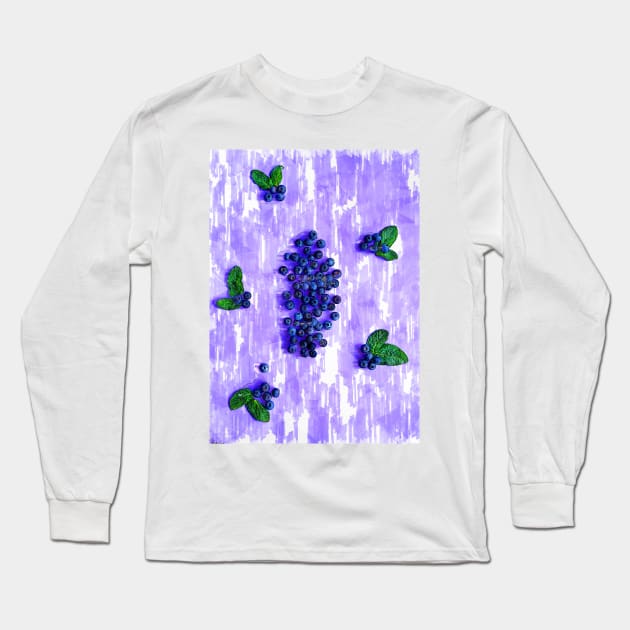 Juicy Blueberries Marker Sketch - For Fruit Lovers. Long Sleeve T-Shirt by ColortrixArt